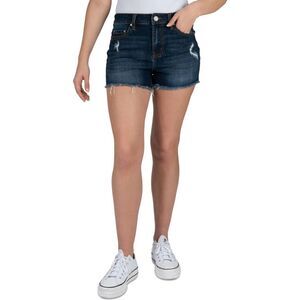 Indigo Rein Womens Curvy Frayed Hem Casual Denim Shorts, Blue, NWT